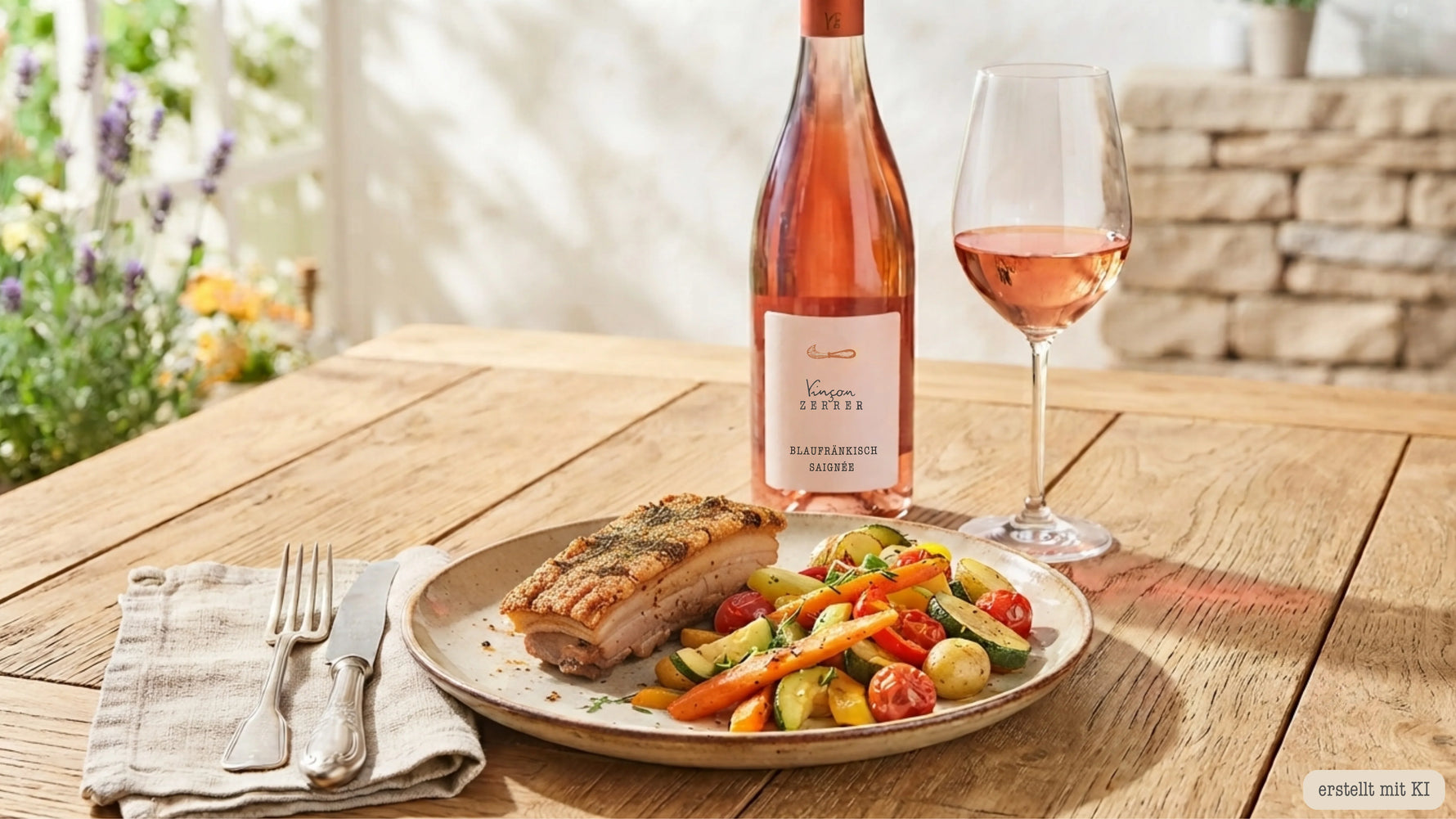 Schweinebauch mit Kräuterkruste & buntem Ofengemüse