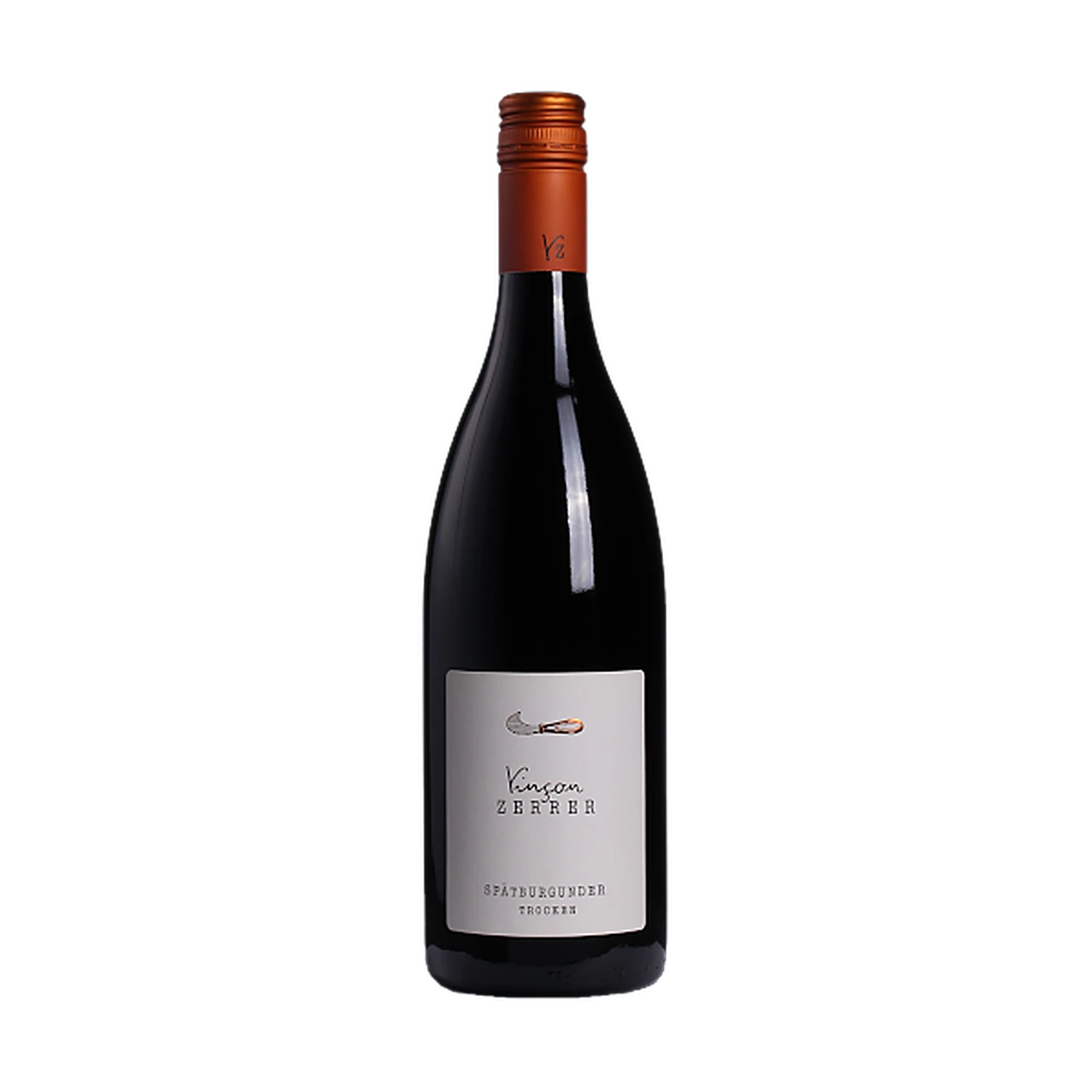 Freigestellte Flasche Spätburgunder trocken 2022, Rotwein vom Weingut Vinçon-Zerrer aus Württemberg