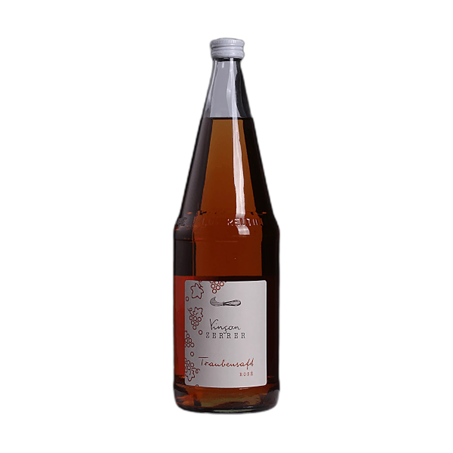 Freigestellte Flasche Traubensaft rosé 2022 vom Weingut Vinçon-Zerrer, 0,98 Liter