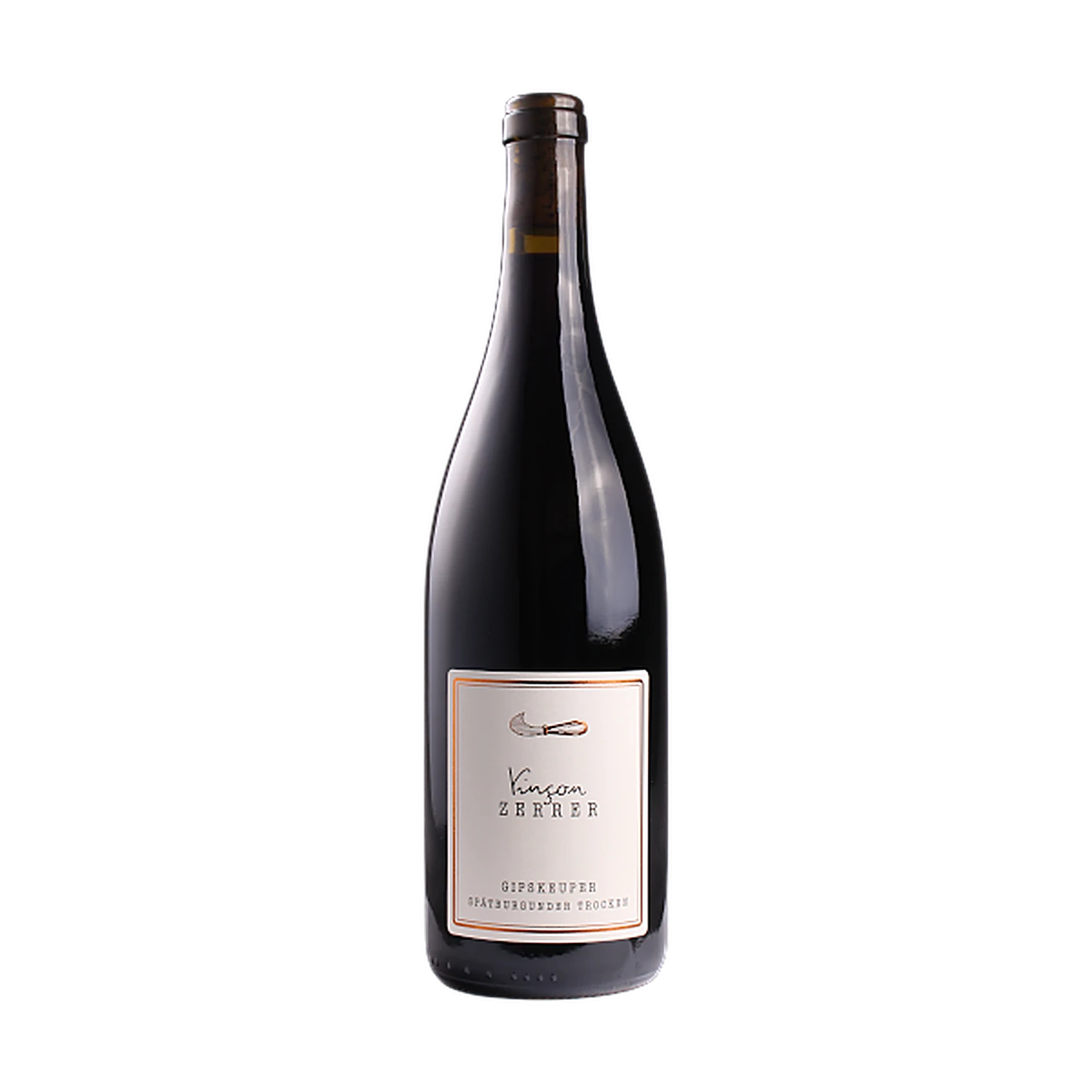 Freigestellte Flasche Gipskeuper Spätburgunder 2022 vom Weingut Vinçon-Zerrer aus Württemberg