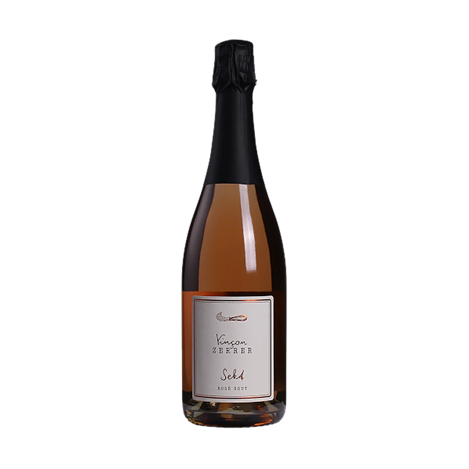 Freigestellte Flasche Rosé Sekt brut 2023 vom Weingut Vinçon-Zerrer, 0,75 Liter