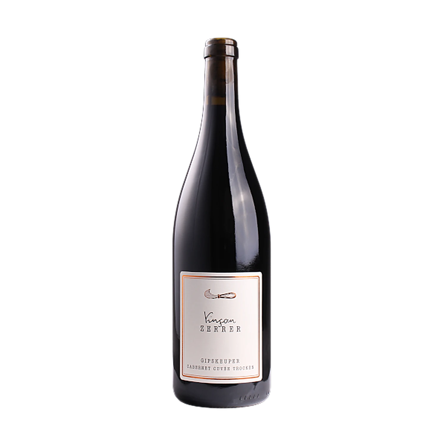 Freigestellte Flasche Gipskeuper Cabernet Cuvée 2021 Rotwein vom Weingut Vinçon-Zerrer